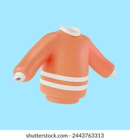 3d Knitted Woolen Warm Sweater Cartoon Design Style Autumn or Winter Trendy Fashion Casual Clothes. Vector illustration