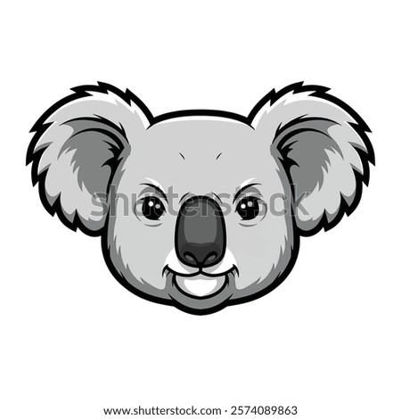 3D koala headshot with fluffy ears, proper outline