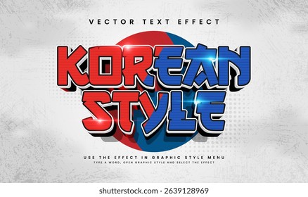3d Korean style, editable vector text effect. Asian concept, suitable for celebrating korean event theme.