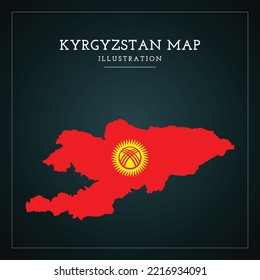 3D Kyrgyzstan Map Vector Illustration	