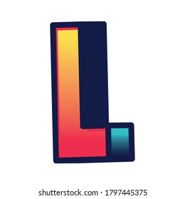 3d l gradient letter design, lettering typography retro and comic theme Vector illustration