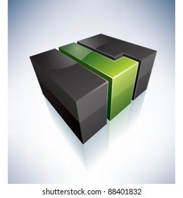 3D L green letter