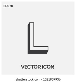 3D "L" letter typographic vector icon illustration. Premium quality.
