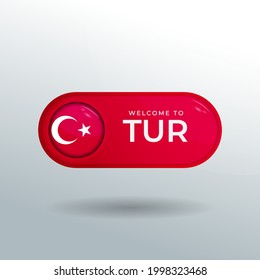 3D Label and Location Pointer Flag Nation of Turkey with Glossy Reflection