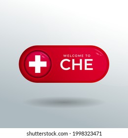 3D Label and Location Pointer Flag Nation of Switzerland with Glossy Reflection