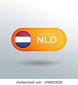 3D Label and Location Pointer Flag Nation of Netherlands with Glossy Reflection