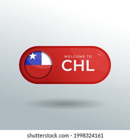 3D Label and Location Pointer Flag Nation of Chile with Glossy Reflection