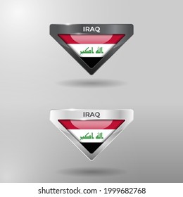 3D Label, Tag and Location Pointer Flag Nation of Iraq with Glossy Reflection Effect