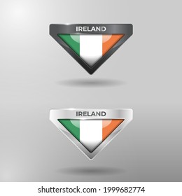 3D Label, Tag and Location Pointer Flag Nation of Ireland with Glossy Reflection Effect