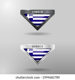 3D Label, Tag and Location Pointer Flag Nation of Greece with Glossy Reflection Effect