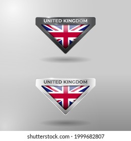 3D Label, Tag and Location Pointer Flag Nation of United Kingdom with Glossy Reflection Effect