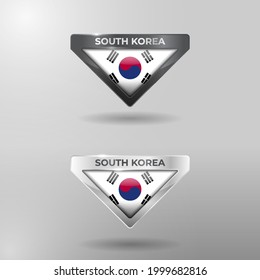 3D Label, Tag and Location Pointer Flag Nation of South Korea with Glossy Reflection Effect