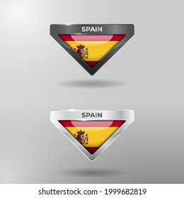 3D Label, Tag and Location Pointer Flag Nation of Spain with Glossy Reflection Effect