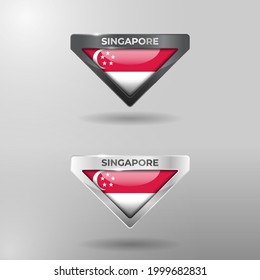 3D Label, Tag and Location Pointer Flag Nation of Singapore with Glossy Reflection Effect