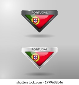 3D Label, Tag and Location Pointer Flag Nation of Portugal with Glossy Reflection Effect