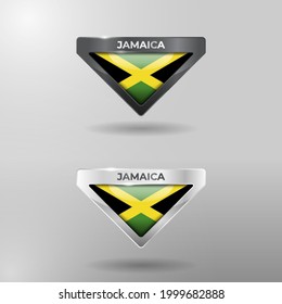 3D Label, Tag and Location Pointer Flag Nation of Jamaica with Glossy Reflection Effect