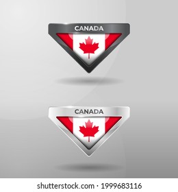 3D Label, Tag and Location Pointer Flag Nation of Canada with Glossy Reflection Effect