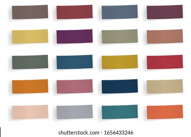3D labels showing a sample of different trendy colors, to write down important messages and highlight words or titles.