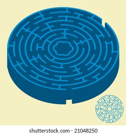 3D labyrint. Only global colors. CMYK. Separate shapes. Easy color changes.