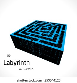 3d labyrinth abstract vector background