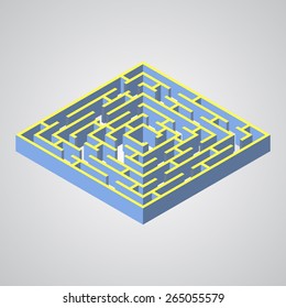 Laberinto 3D Isometric plano de ilustración vectorial EPS10