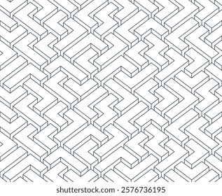 3D labyrinth seamless pattern, vector abstract background of isometric maze wallpaper, geometric blocks creative concept, cubic rebus.
