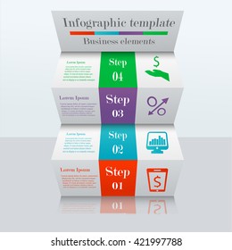 3d ladder infographic template. Concept with 4 options, steps or processes. Can be used for workflow layout, diagram, step up options, web design. Business elements