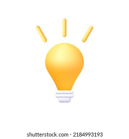 3D lamp new idea concept isolated realistic vector illustration. Creative bulb symbol of light, innovation and solution, invention and inspiration. Electricity power energy
