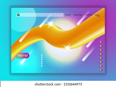 3D landing fluid geometric flow background. Shape illustration vector eps 10 - isolated trendy colorful modern liquid design project page sign
