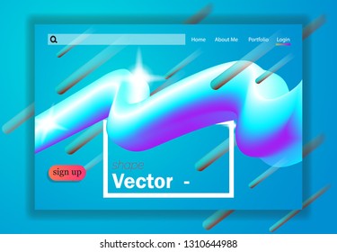 3D landing fluid geometric flow background. Shape illustration vector eps 10 - isolated trendy colorful modern liquid design project page sign
