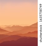 3D landscape Abstract Background. Gradient Vector Illustration. Landscape with Mountain Peaks. Sunset. Sky