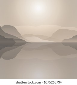 3D landscape Abstract Background. Gradient Vector Illustration. Landscape with Mountain Peaks. EPS 10