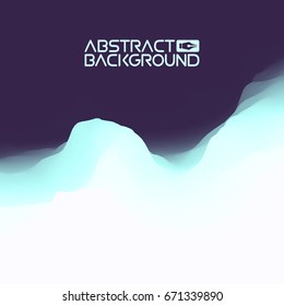 3D landscape Abstract blue Background. Blue Gradient Vector Illustration.Computer Art Design Template. Landscape with Mountain Peaks