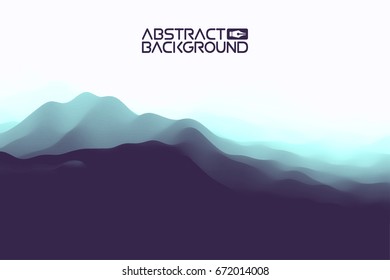 3D landscape Abstract blue Background. Blue Gradient Vector Illustration.Computer Art Design Template. Landscape with Mountain Peaks