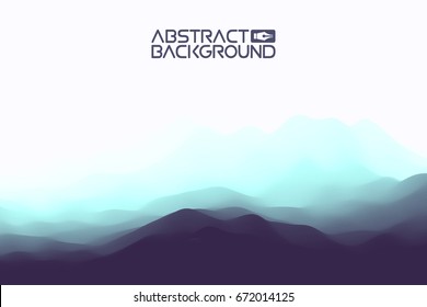 3D landscape Abstract blue Background. Blue Gradient Vector Illustration.Computer Art Design Template. Landscape with Mountain Peaks