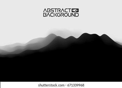 3D landscape Abstract grey Background. Gradient Vector Illustration.Computer Art Design Template. Landscape with Mountain Peaks