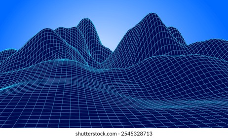 3d Landscape. Abstract wireframe structure. Technology topographic background. Vector illustration
