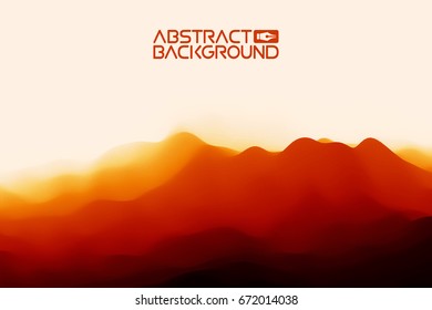 3D landscape Background. Black red Gradient Abstract Vector Illustration.Computer Art Design Template. Landscape with Mountain Peaks