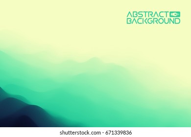 3D landscape Background. green to blue Gradient Abstract Vector Illustration.Computer Art Design Template. Landscape with Mountain Peaks
