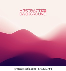 3D landscape Background. Purple Gradient Abstract Vector Illustration.Computer Art Design Template. Landscape with Mountain Peaks
