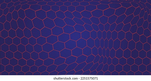 3D landscape futuristic hexagons, technology concept, big data