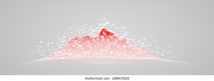 3d landscape with a glow on a dark background. vector design element