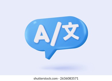 3D language translate realistic icon signs, dictionary and chat translator. speak bubble symbol language concepts. 3d speech studying icon vector illustration