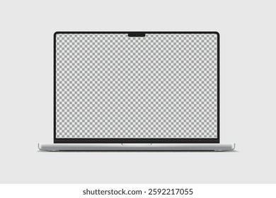 3D laptop digital device mockup with blank screen isolated on background. Realistic, high quality notebook empty display template for ui, ux, app, ads, banner marketing, website. Vector illustration
