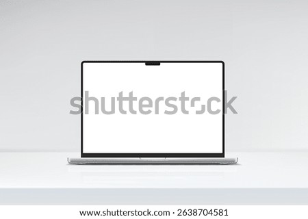 3D laptop digital device mockup with blank screen isolated on background. Realistic, high quality notebook empty display template for ui, ux, app, ads, banner marketing, website. Vector illustration