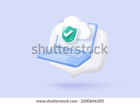 3d laptop screen with lock icon signs for private secure concepts. password firewall secure for protect crime with hacker. 3d notebook password correct buttons icon vector render illustration