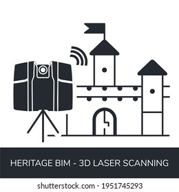 3D Laser Scanning Castle, Trimble Scanner Icon, Heritage BIM