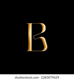 3d Latin letter B serif alphabet, beautiful elegant golden font classic perfect for logotypes, wedding invitations, or fashion or perfume design, brand etc, vector illustration 10EPS