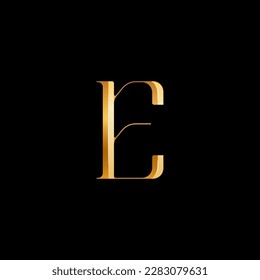 Alfabeto serif 3d letra latina E, bonito y elegante fuente dorada clásico perfecto para los logotipos, invitaciones a bodas o diseño de moda o perfume, marca, etc, ilustración vectorial 10EPS