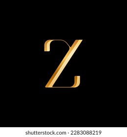 3d Latin letter Z serif alphabet, beautiful elegant golden font classic perfect for logotypes, wedding invitations, or fashion or perfume design, brand etc, vector illustration 10EPS